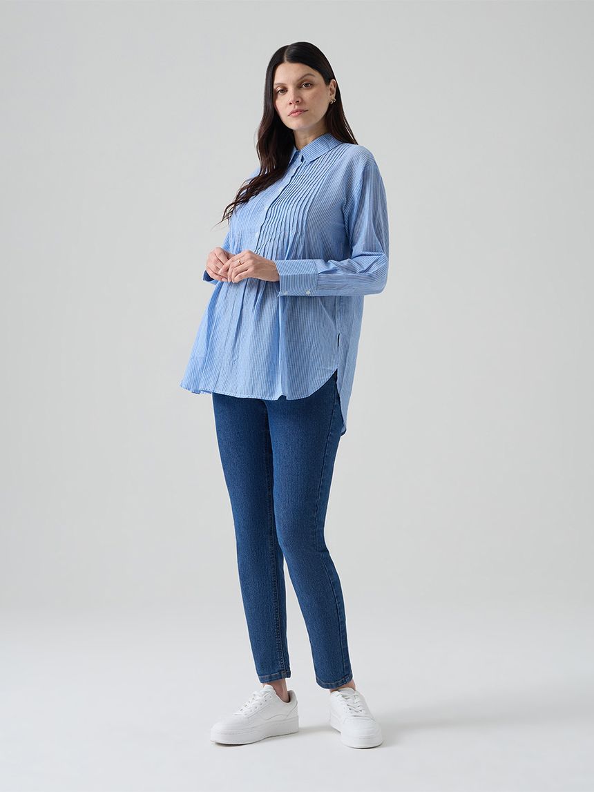 Camicia allattamento rigata con pliesset