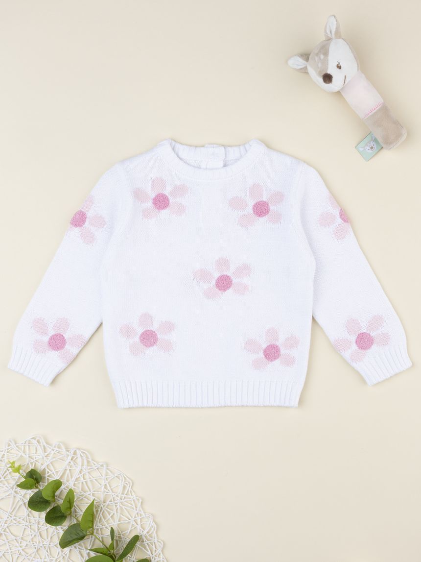 Maglia bimba bianca fiori