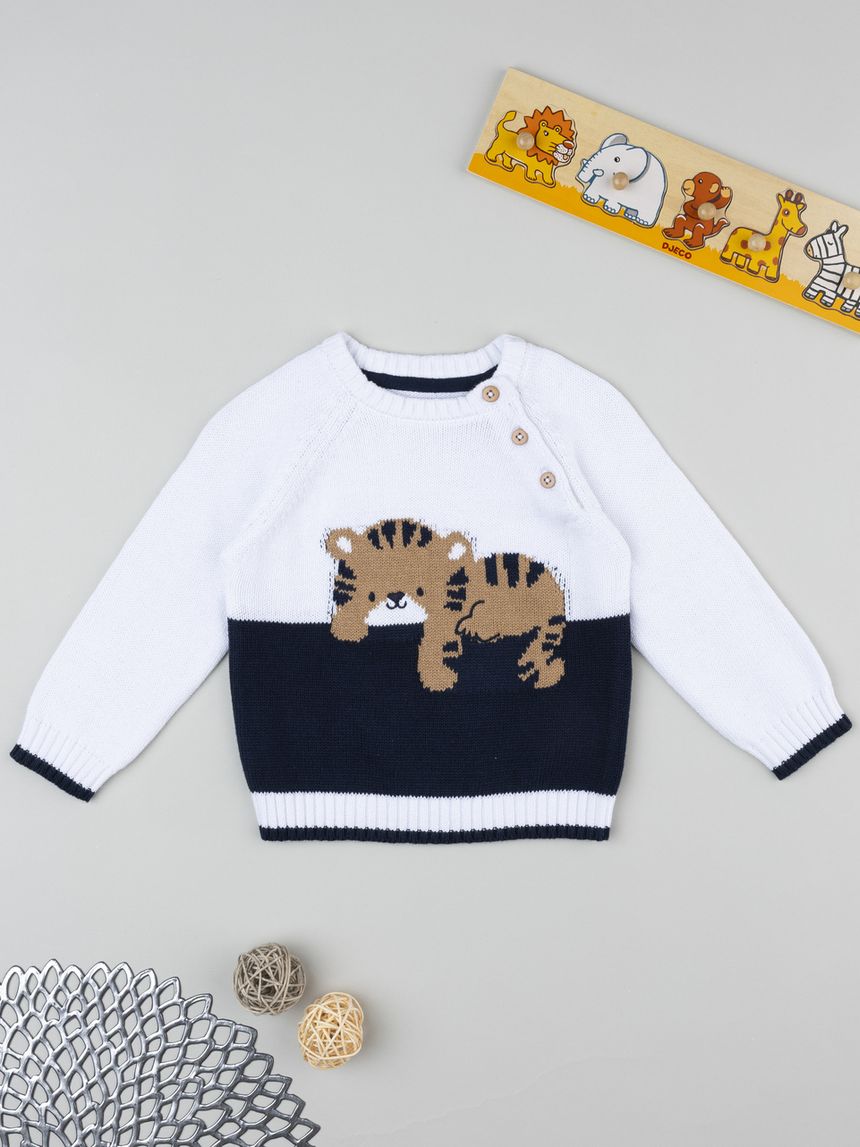 Maglia bimbo bianco/blu tigre