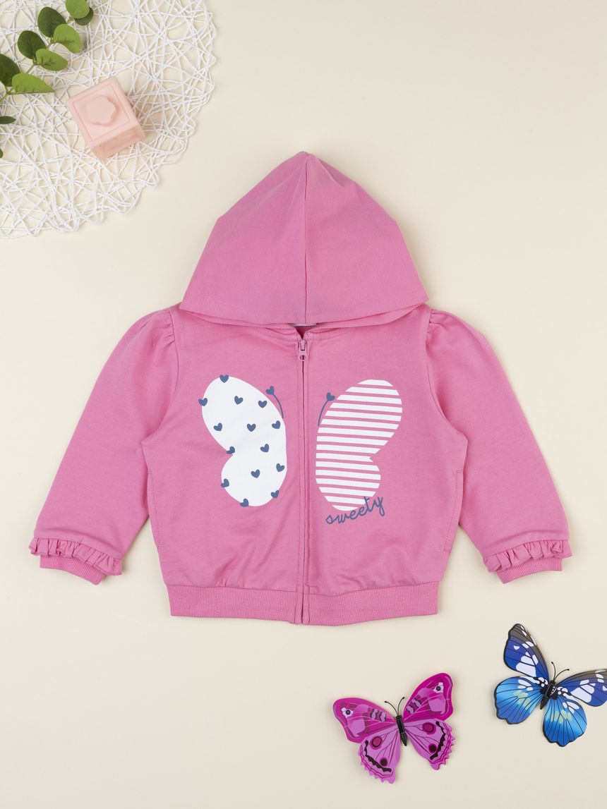 Felpa bimba rosa farfalla