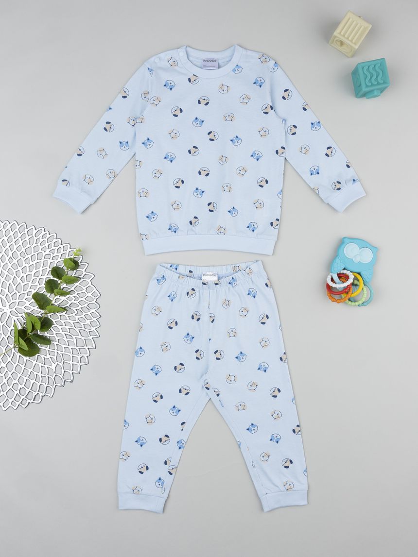 Pigiama bimbo azzurro stampato animaletti