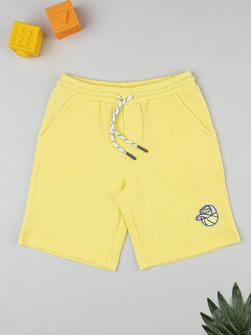 Shorts bimbo giallo waffle