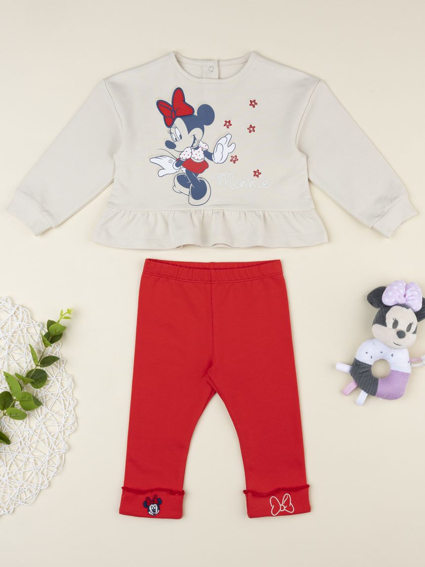 Completo bimba disney minnie beige/rosso
