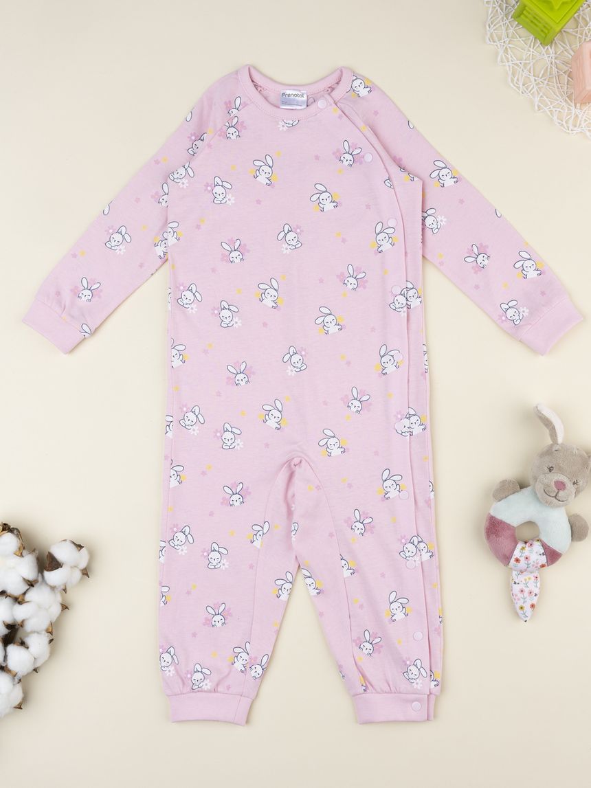 Pigiamone bimba rosa conigli