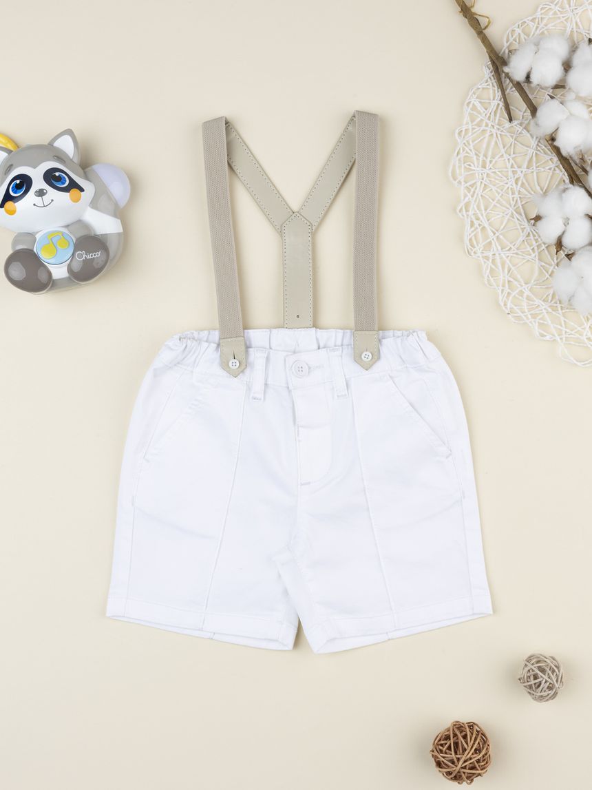 Pantalone bimbo bianco con bretelle