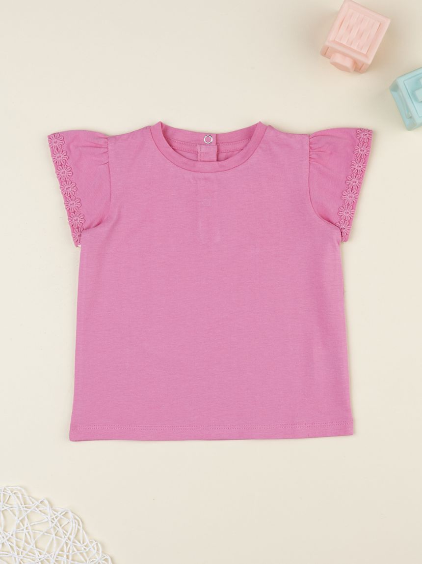 T-shirt rosa bambina maniche aletta