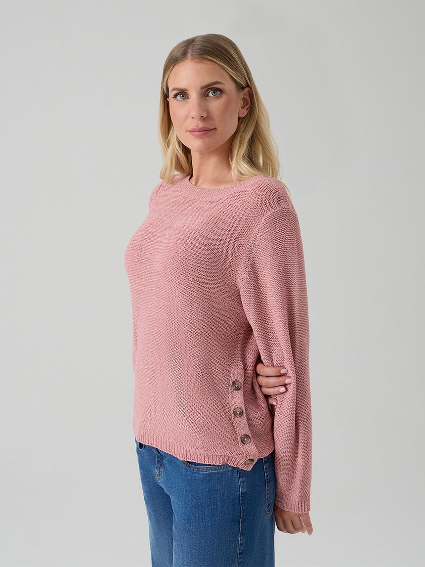 Maglia tricot rosa allattamento