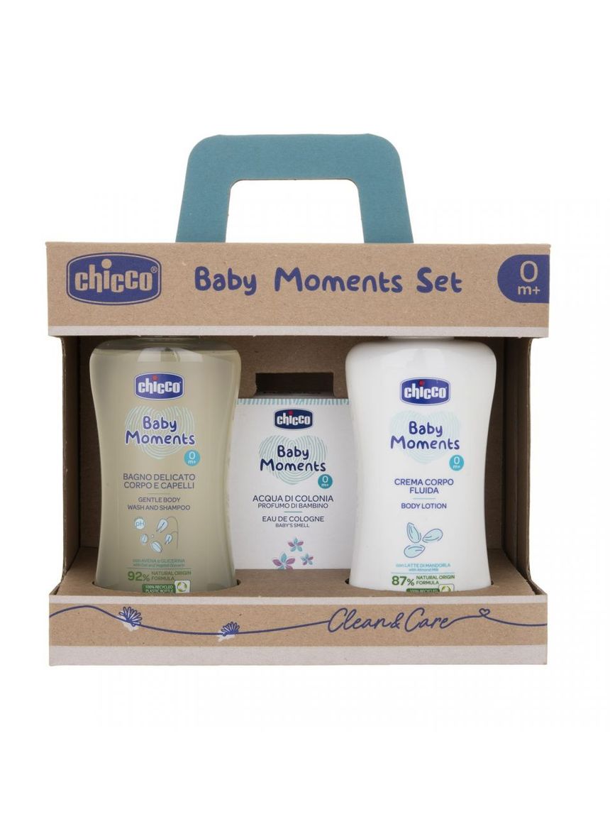 Baby moments set 3 bagno corpo/capelli, crema corpo e colonia - chicco