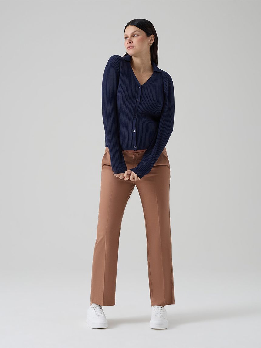 Cardigan premaman blu in tricot rib