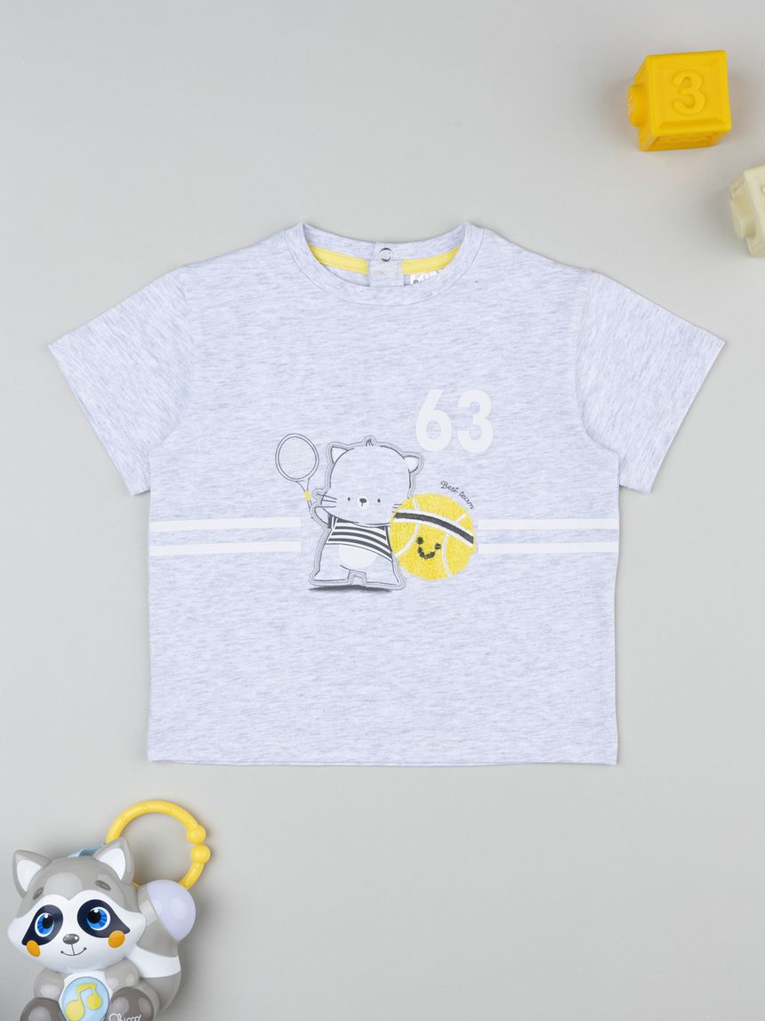 T-shirt bimbo grigia orsetto