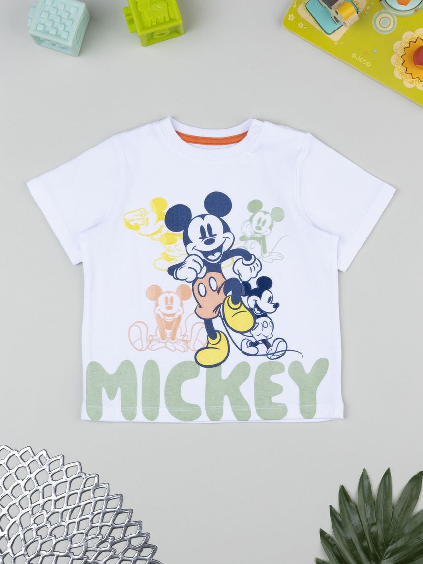 T-shirt bimbo bianca mickey mouse