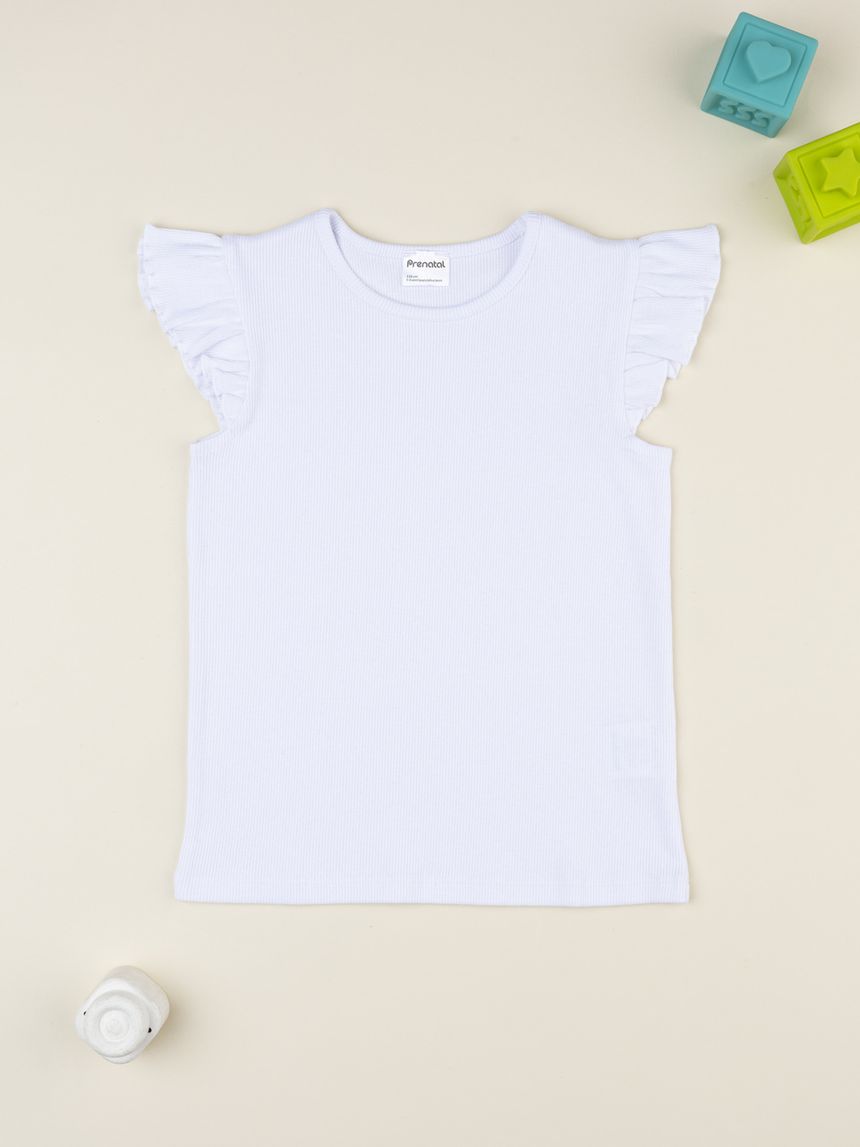 T-shirt bianca bimba maniche aletta