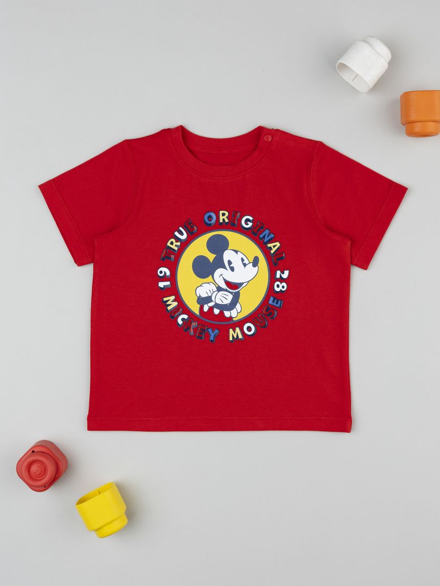 T-shirt bimbo rossa mickey mouse