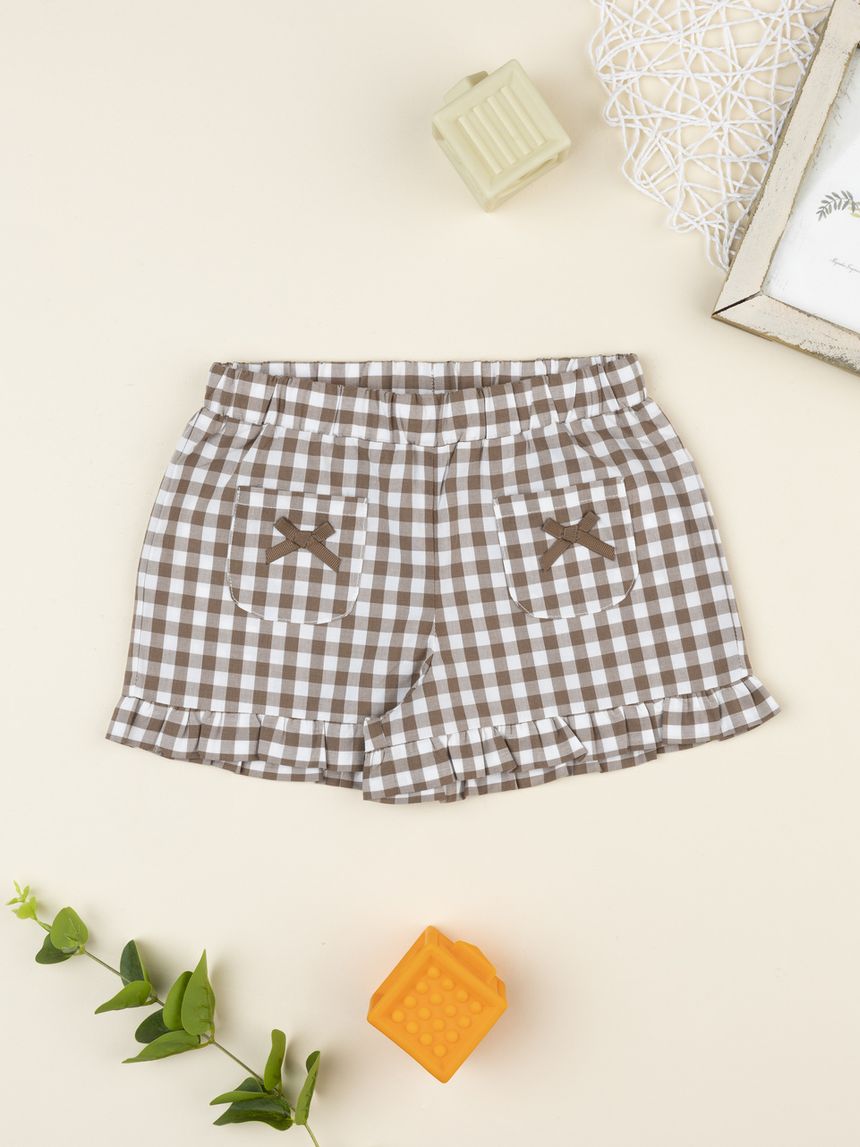 Shorts vichy bimba marrone