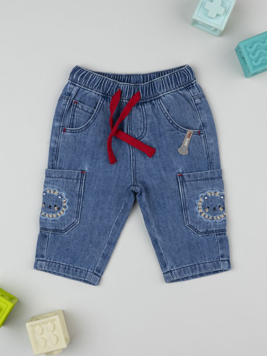 Jeans neonato leoncino
