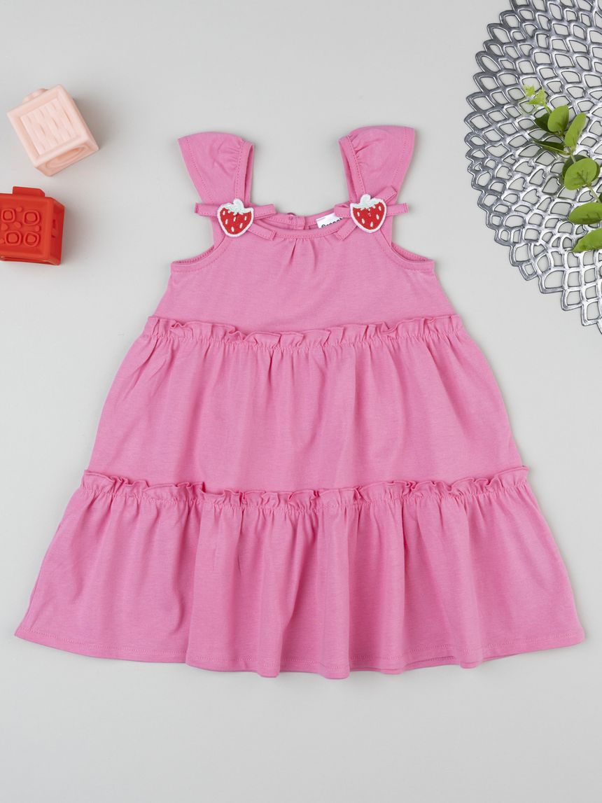 Abito bimba rosa con balze e patch