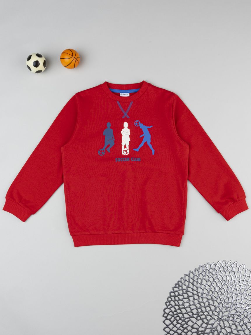 Felpa bambino rossa stampata