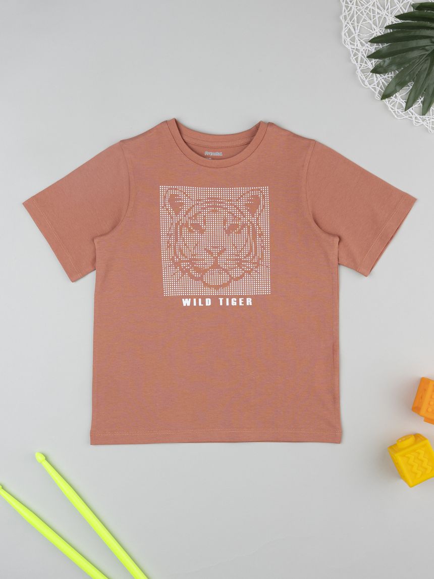 T-shirt bimbo arancione stampata