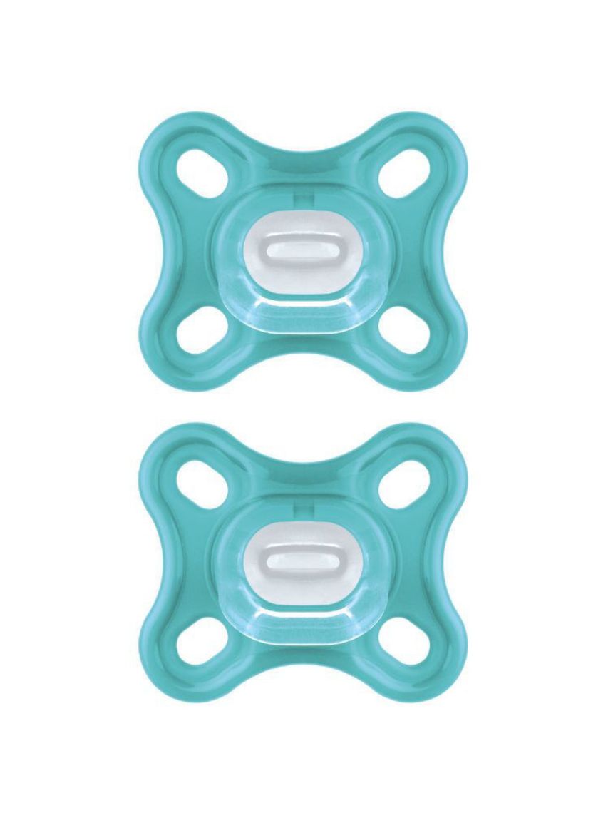 Succhietto comfort 0-3 mesi (set da 2), 100% silicone, con porta ciuccio sterilizzatore, neutro - mam