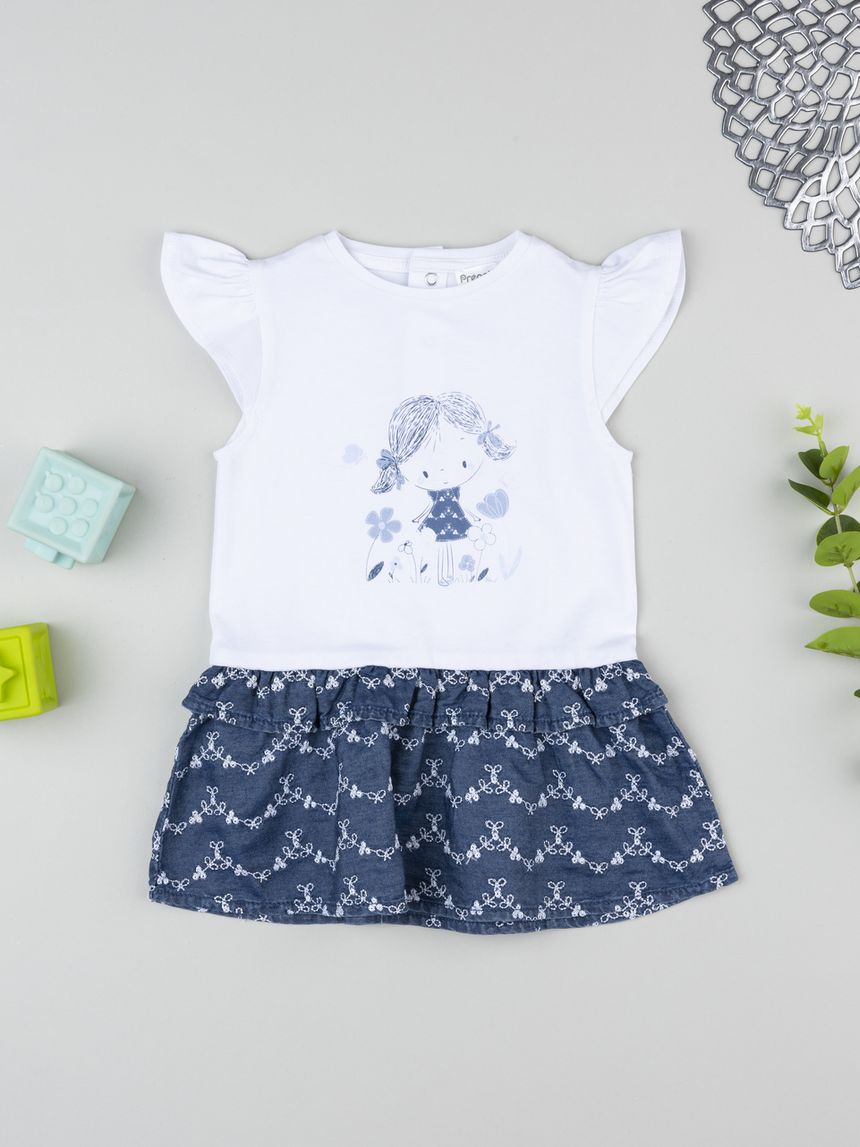 Abito bimba blu e bianco stampa bimba