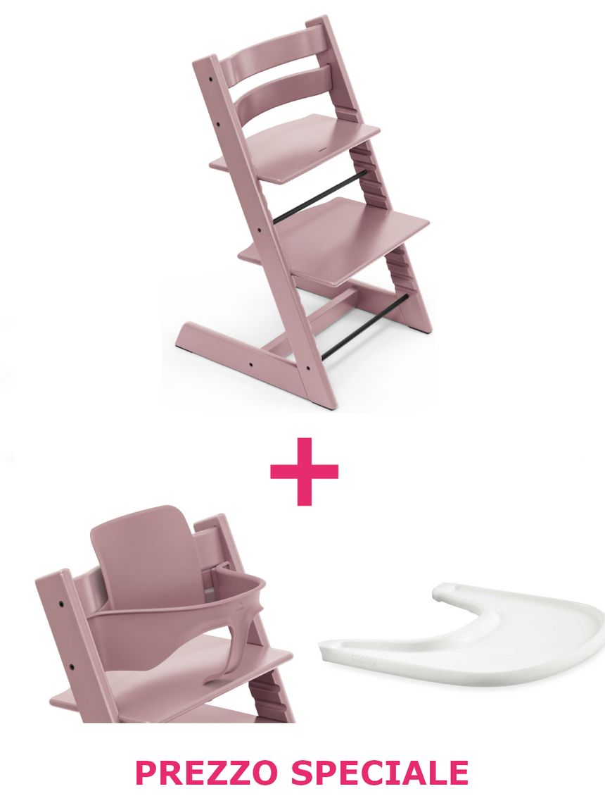 Tripp trapp® heather mauve + babyset + vassoio – personalizzabile – stokke®