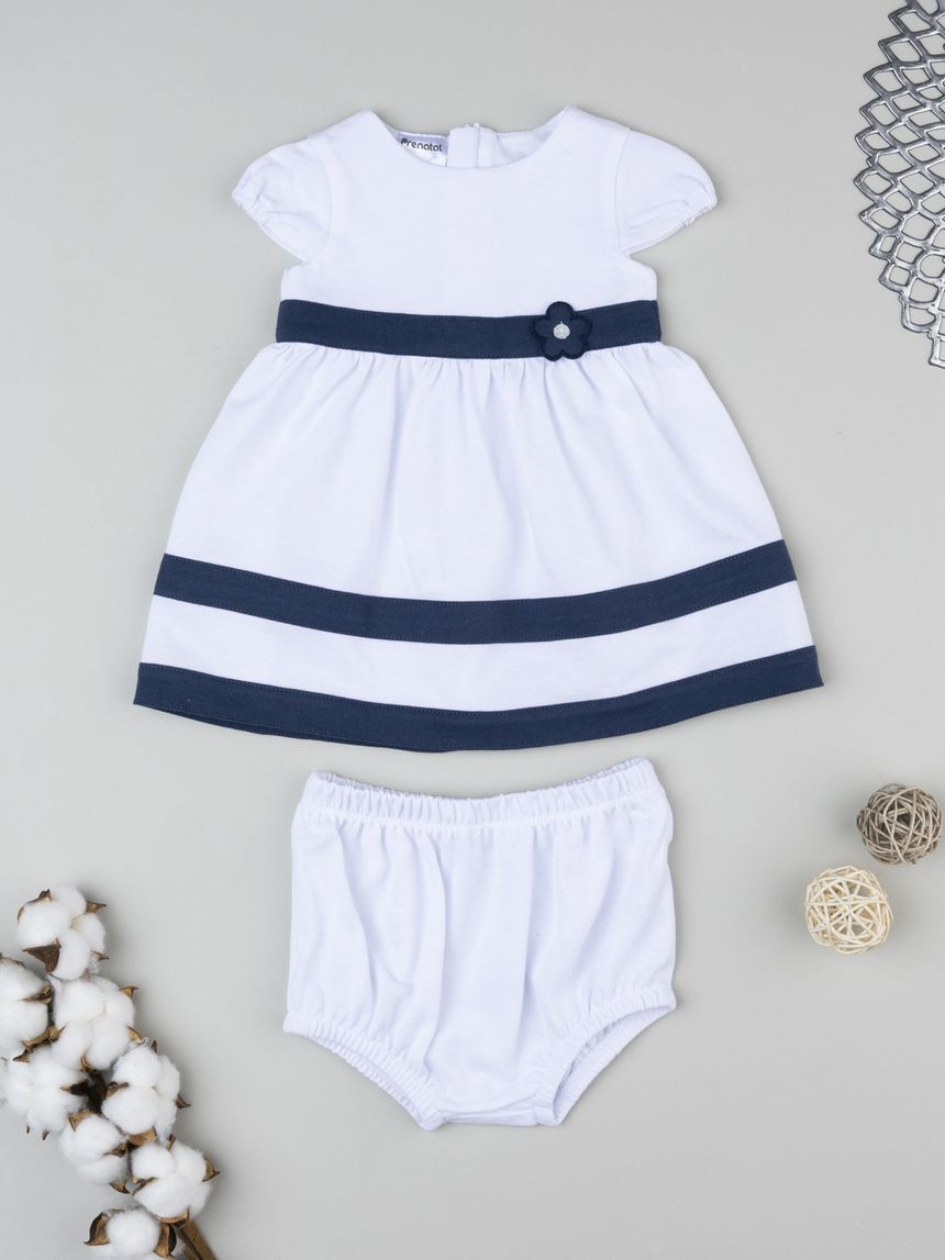Abito bimba bianco/blu con fiore
