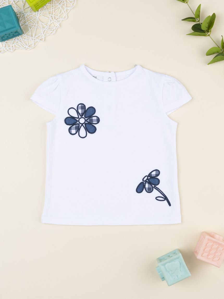 T-shirt bimba bianca denim