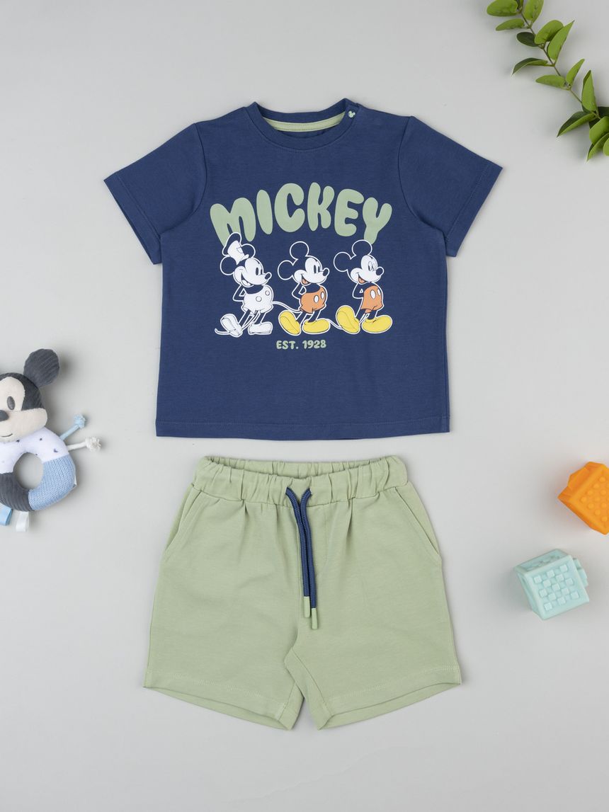 Completo bimbo mickey mouse verde/blu