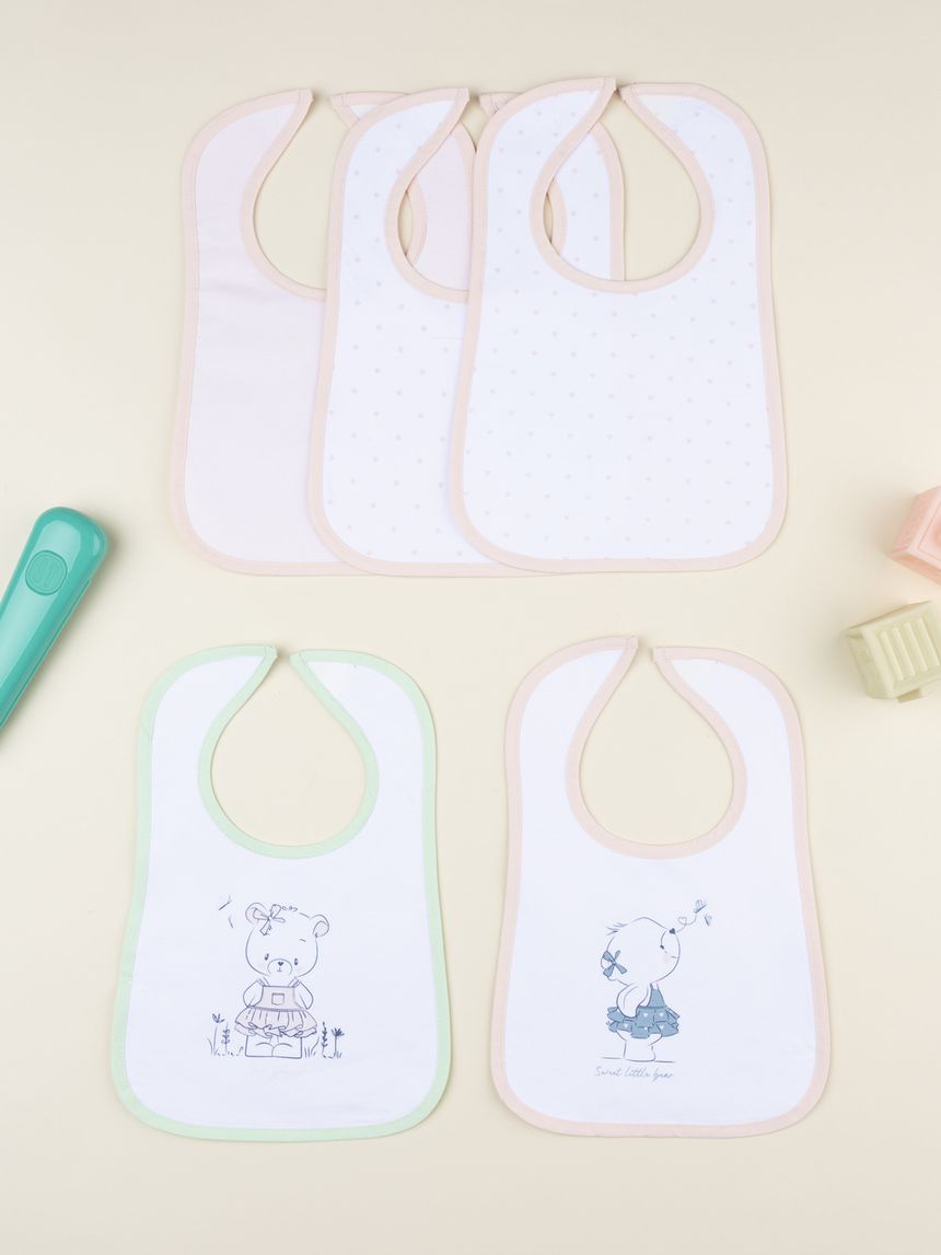 Pack 5 bavaglini bimba plastificati romantic