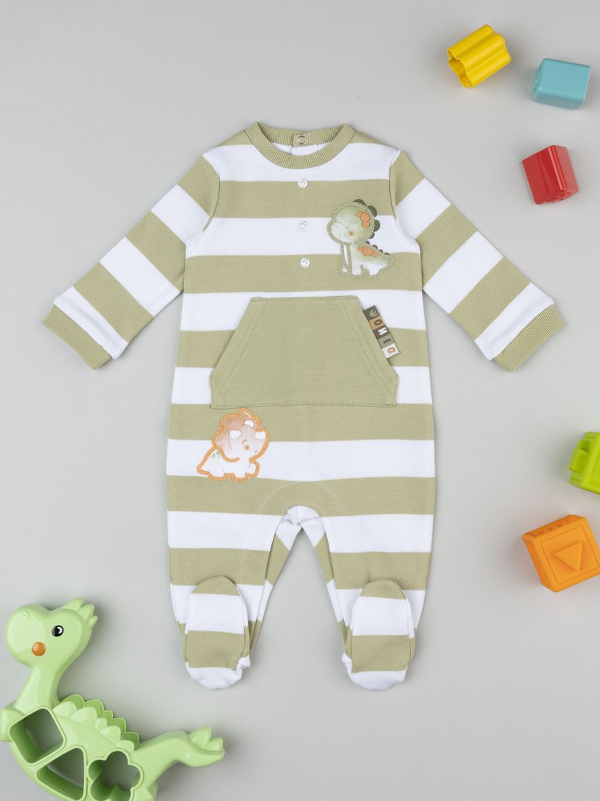 Tutina bimbo rigata bianco/verde