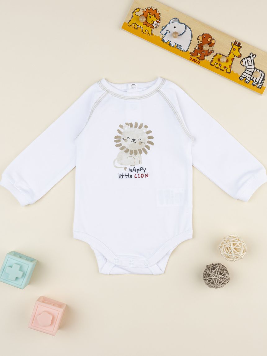 Body neonato maniche lunghe stampa leone