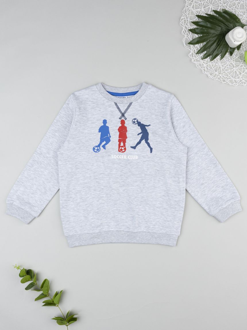 Felpa bambino grigia stampata