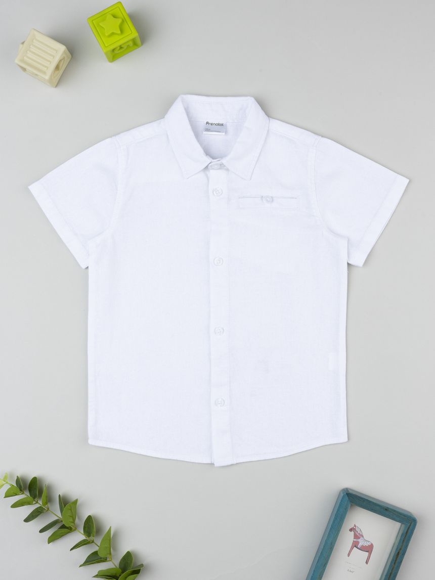 Camicia lino bianca bambino mezza manica
