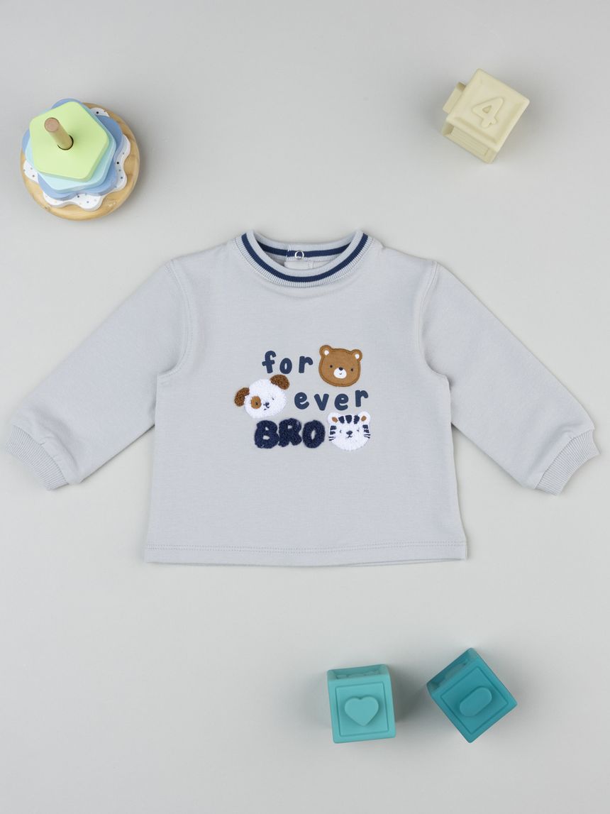 Felpa bimbo grigia animali