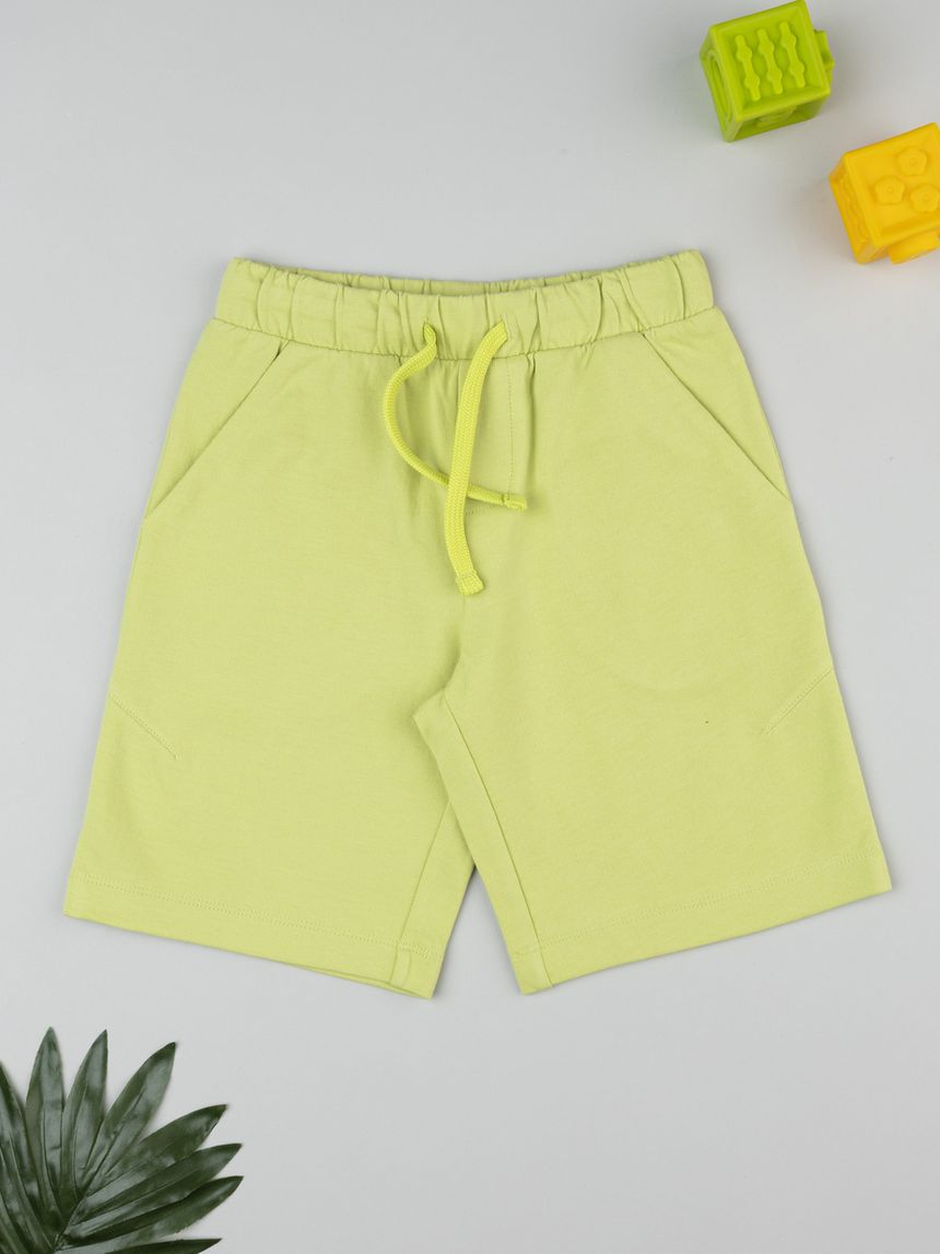 Shorts bambino verde fluo con tasche