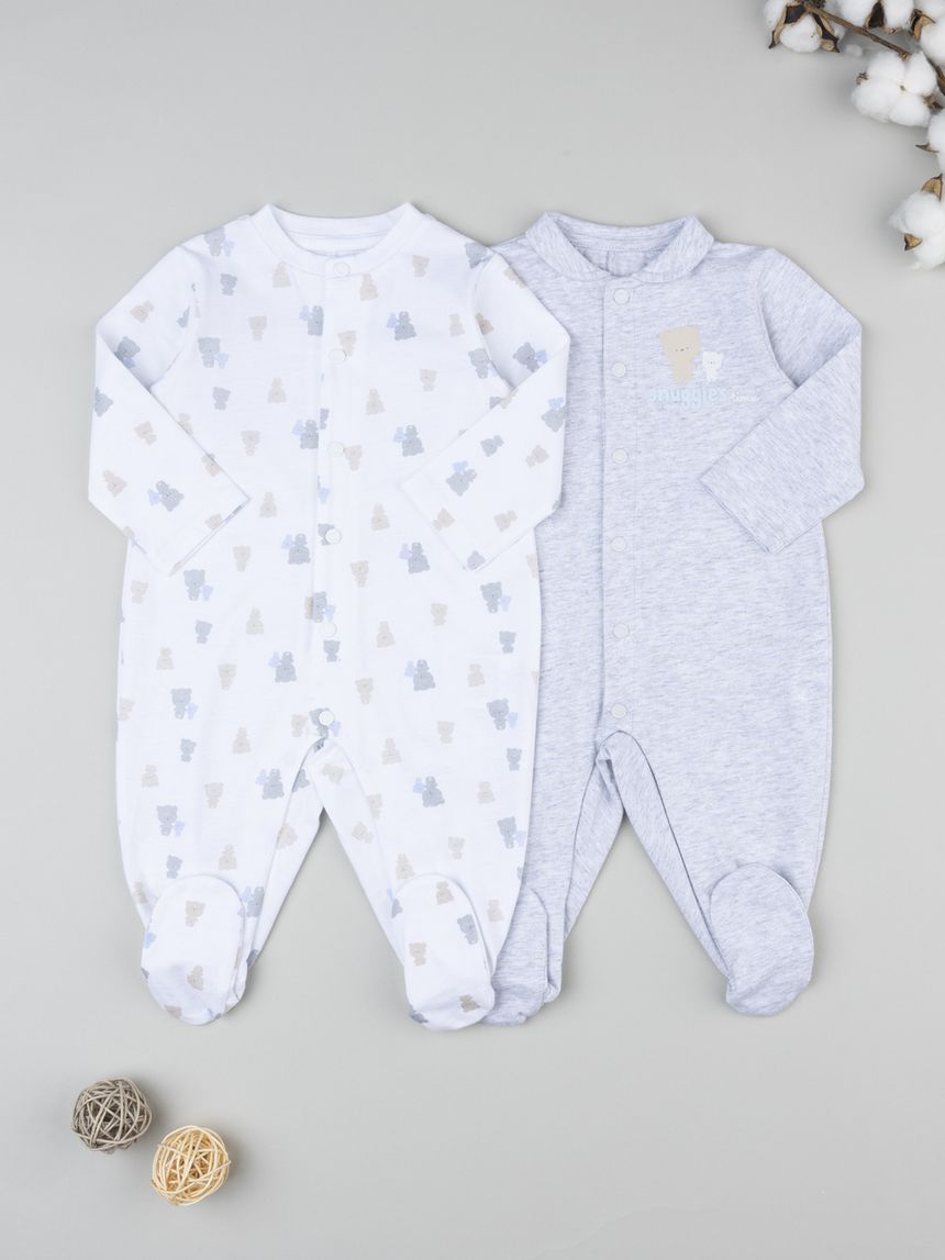 Pack 2 tutine bimbo orsetti bianco/grigio