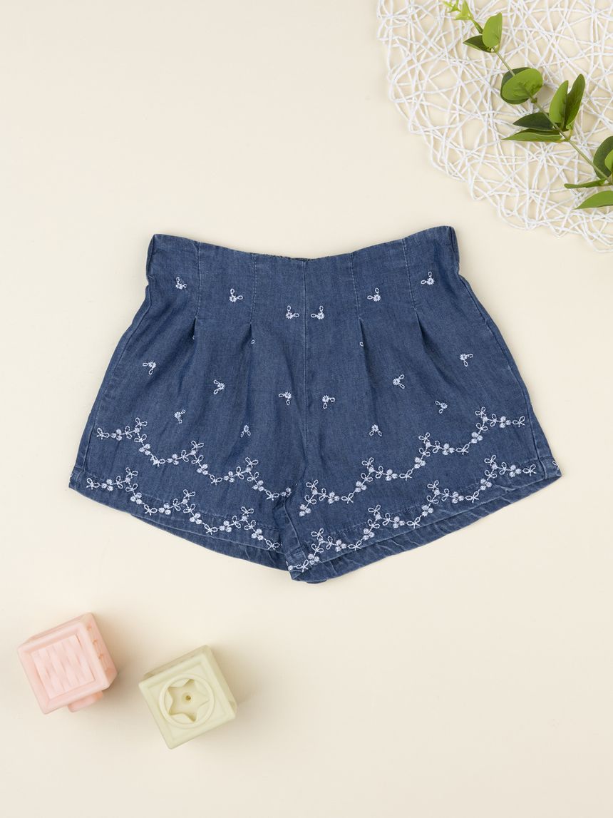 Shorts bimba blu ricamato
