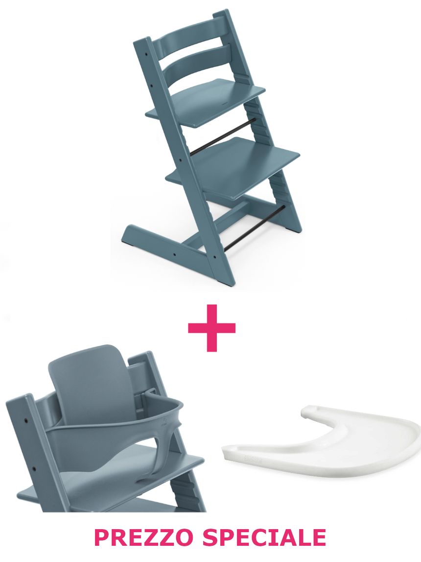 Tripp trapp® fjord blue + babyset + vassoio – personalizzabile – stokke®
