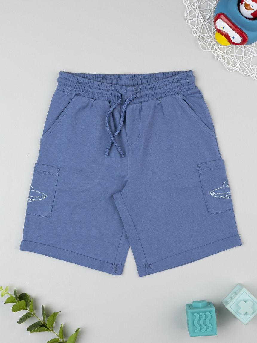 Shorts bambino blu con tasche