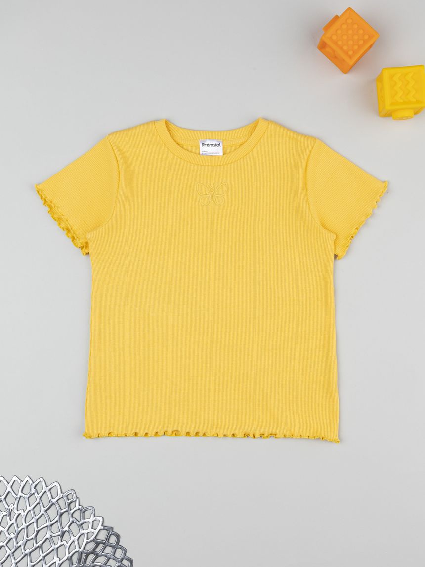 T-shirt bimba gialla mezza manica