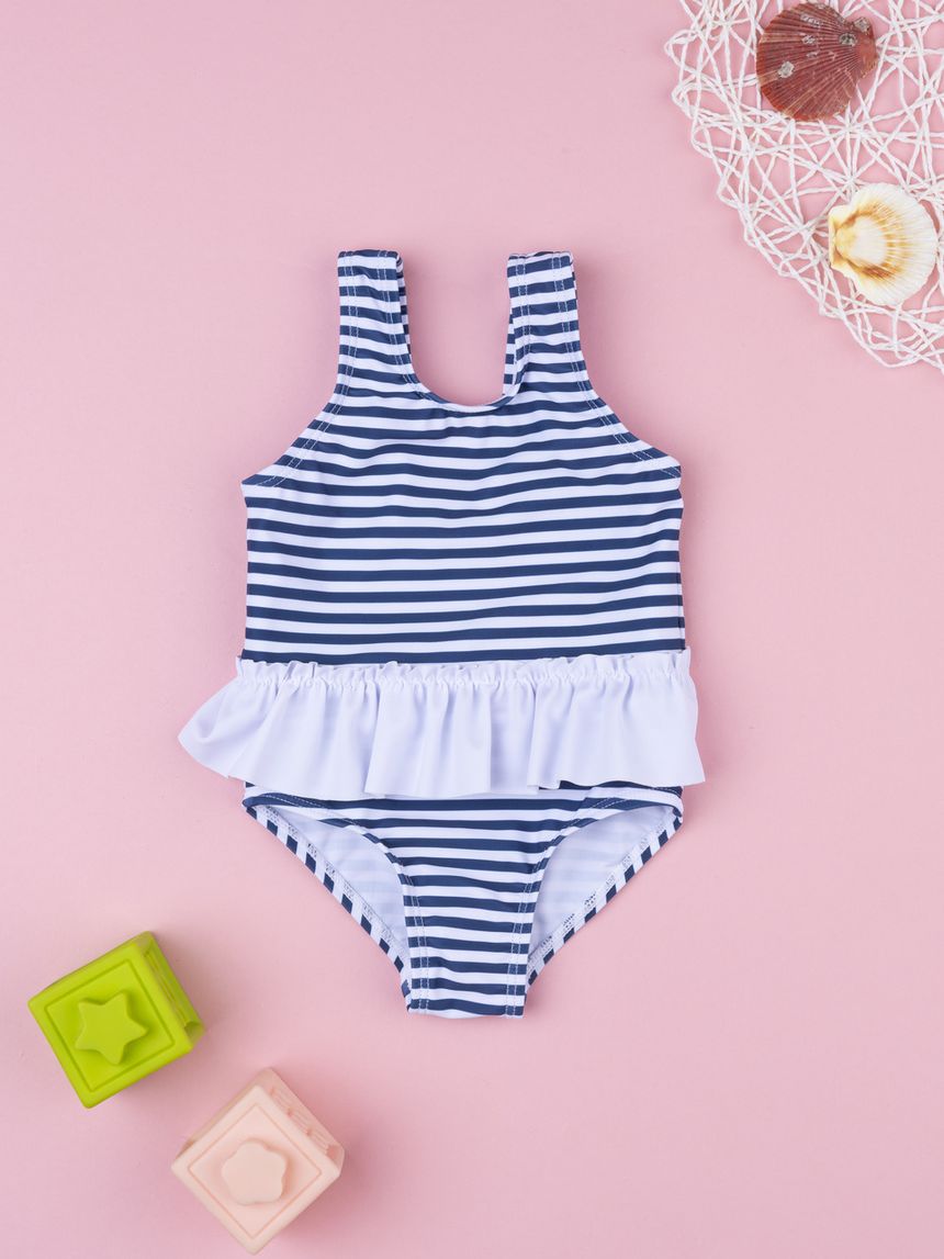 Costume intero bimba rigato