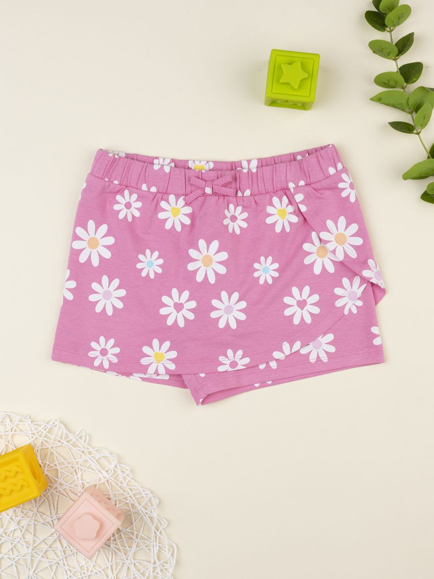 Shorts bimba rosa margherite