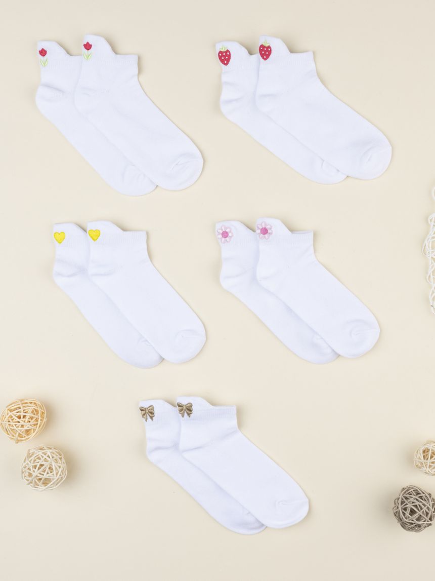 Pack 5 calze bianche bambina