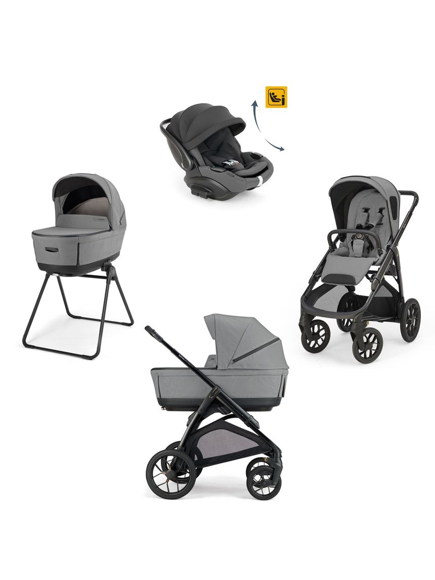 Aptica xt system quattro - canyon grey con telaio black e seggiolino auto darwin infant recline evo - inglesina