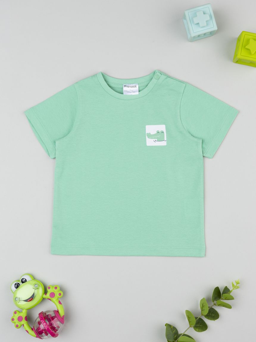 T-shirt bimbo verde chiaro coccodrillo