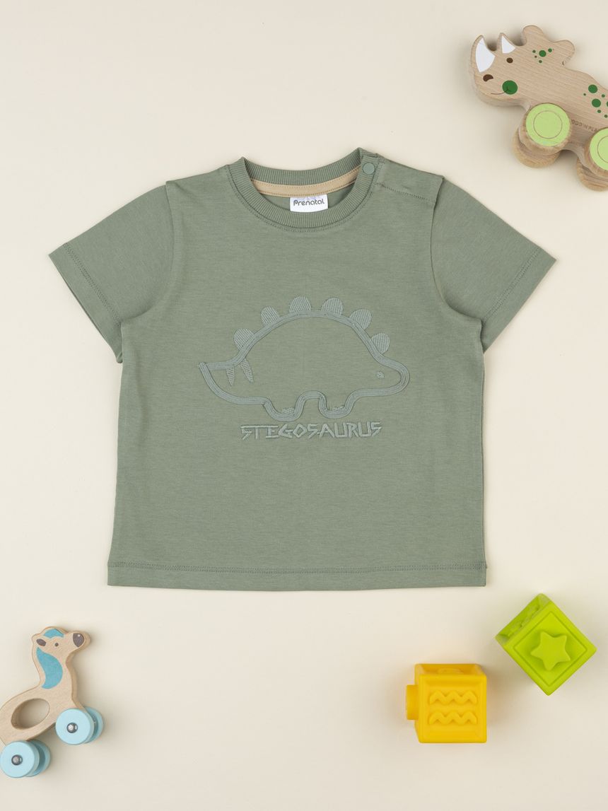 T-shirt bimbo verde stegosauro