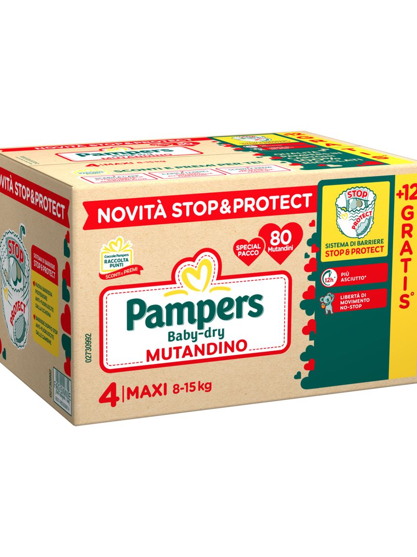 Pannolino baby dry mutandino special maxi x80+12 taglia 4 8-15kg - pampers