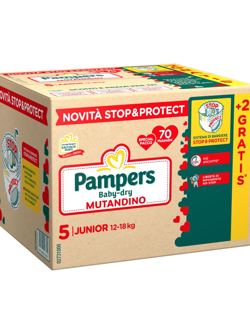 Pannolino baby dry  mutandino special junior x70+2 taglia 5 12-18kg - pampers