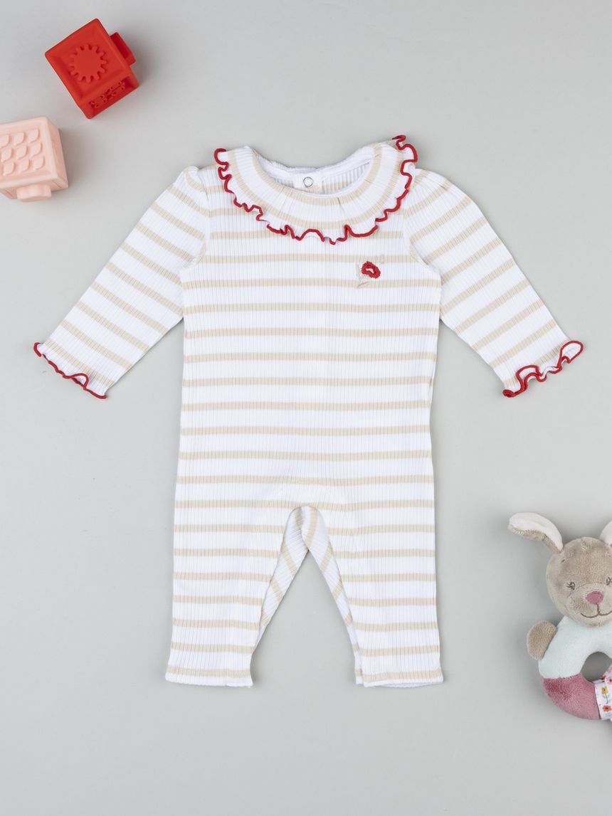 Tutina neonata a costine rigata