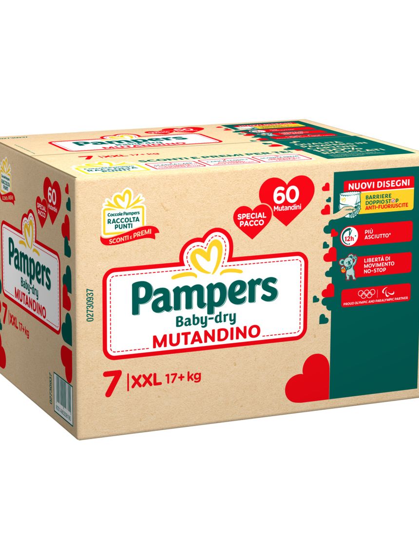 Pannolino baby dry mutandino special xxl x60 taglia 7 xxl 17+kg - pampers